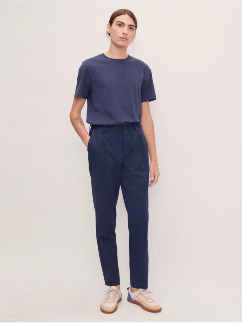 Everlane Men's The Pleated Air Chino Navy Pleated Chino Pants Size:‎ 35x32 NWT